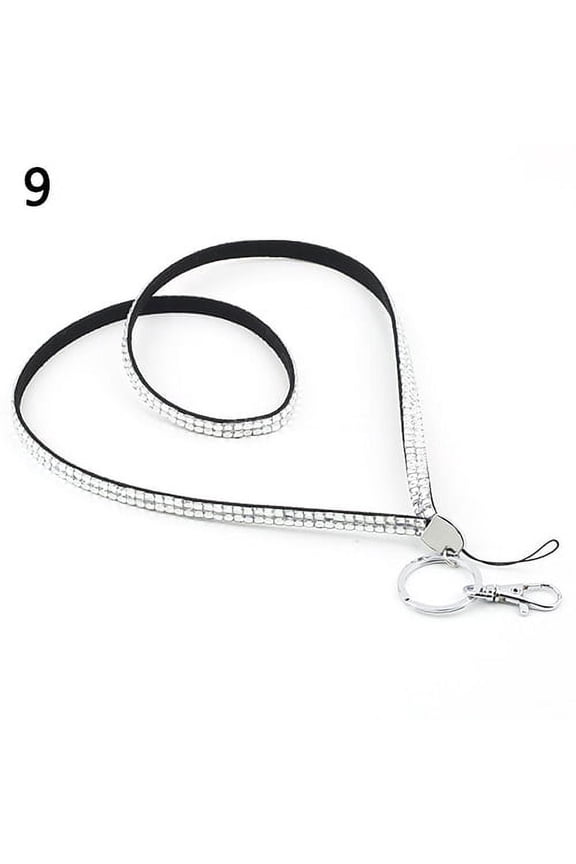 Luxury Rhinestone Bling Shiny Custom Lanyard ID Badge Cellphone Key Holder Ring