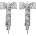 thumbnail image 1 of Luxury Rhinestone Bow Earrings for Women Sparkly Dangle Chandelier Earrings Lightweight Cubic Zirconia Crystal Bowknot Bridal Jewelry Wedding Prom Party Statement Earring, 1 of 5
