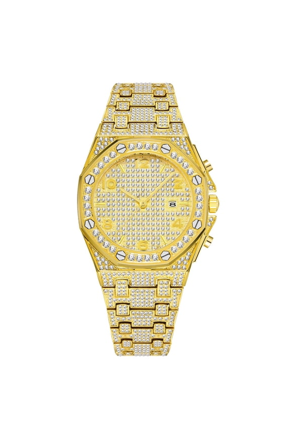 Luxury Rhinestone Men's Quartz Watch - Fashion Wrist Watch, Quartz Movement, and Sparkling Decoration - Perfect Accessory for Elegant