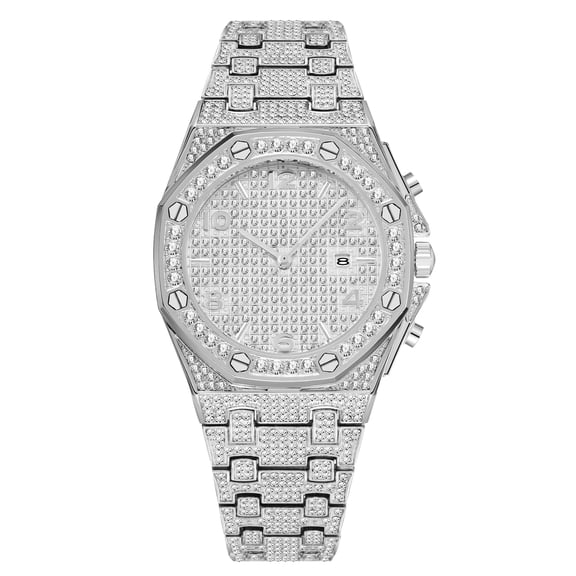 Luxury Rhinestone Men's Quartz Watch - Fashion Wrist Watch, Quartz Movement, and Sparkling Decoration - Perfect Accessory for Elegant