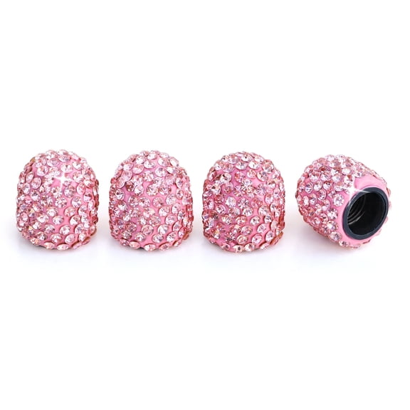 Pink Bling Tire Valve Stem Caps – Set of 4, Universal Fit Car, Bike, Motorcycle – TireCapKings