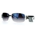 thumbnail image 1 of Luxury Rimless Art Deco Metal Chain Arm Fashion Sunglasses Silver Smoke, 1 of 4