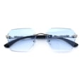 thumbnail image 1 of Luxury Rimless Beveled Rectangle Lens Jaguar Metal Figurine Arm Sunglasses Silver Black - Blue, 1 of 8