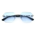 thumbnail image 1 of Luxury Rimless Beveled Rectangle Lens Jaguar Metal Figurine Arm Sunglasses Silver Black - Blue, 1 of 8