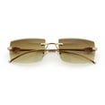 thumbnail image 1 of Luxury Rimless Metal Jaguar Arm Narrow Rectangle Rapper Sunglasses Gold - Brown, 1 of 8