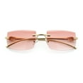 thumbnail image 1 of Luxury Rimless Metal Jaguar Arm Narrow Rectangle Rapper Sunglasses Gold - Pink, 1 of 8