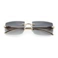 thumbnail image 1 of Luxury Rimless Metal Jaguar Arm Narrow Rectangle Rapper Sunglasses Gold - Smoke, 1 of 8