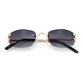 thumbnail image 1 of Luxury Rimless OG Fancy Narrow Oval Metal Rim Hustler Fashion Sunglasses Gold - Smoke, 1 of 10