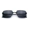 thumbnail image 1 of Luxury Rimless Rectangle Metal Pyramid Stud Jewel Arm Metal Rim Sunglasses All Black, 1 of 8
