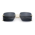 thumbnail image 1 of Luxury Rimless Rectangle Metal Pyramid Stud Jewel Arm Metal Rim Sunglasses Gold - Black, 1 of 8