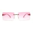 thumbnail image 1 of Luxury Rimless Rectangle Slim Rectangle Sunglasses All Pink, 1 of 4