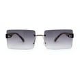 thumbnail image 1 of Luxury Rimless Rectangle Slim Rectangle Sunglasses Tortoise Smoke, 1 of 4
