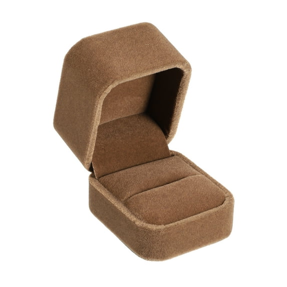 Unique Bargains Luxury Ring Box Jewelry Display Box for Engagement Disposal Decorative Box Suede Brown