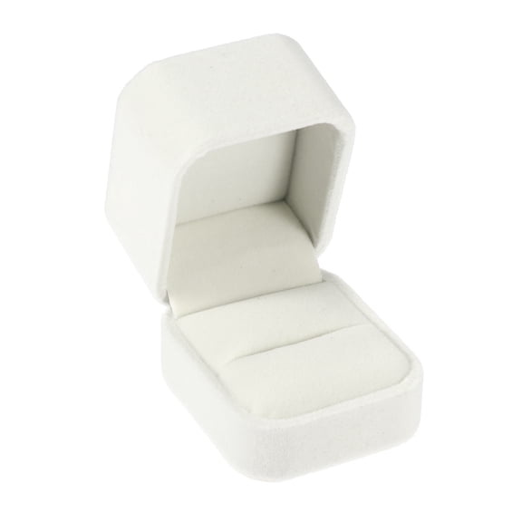 Unique Bargains 1pcs Luxury Ring Box Jewelry Display Box for Engagement Disposal Decorative Box Suede White