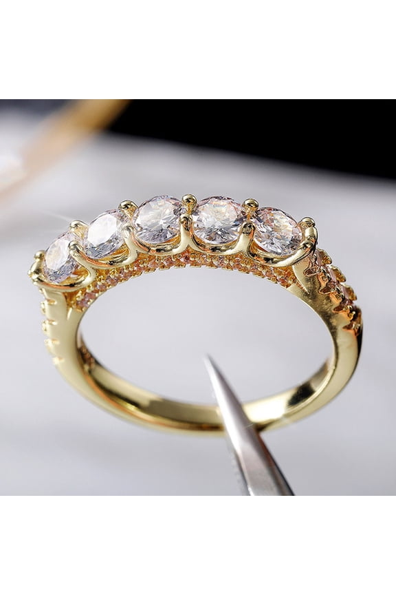 Luxury Rings Women Accessories Inlaid Dazzling Crystal CZ Stone Simple Stylish Female Jewelry