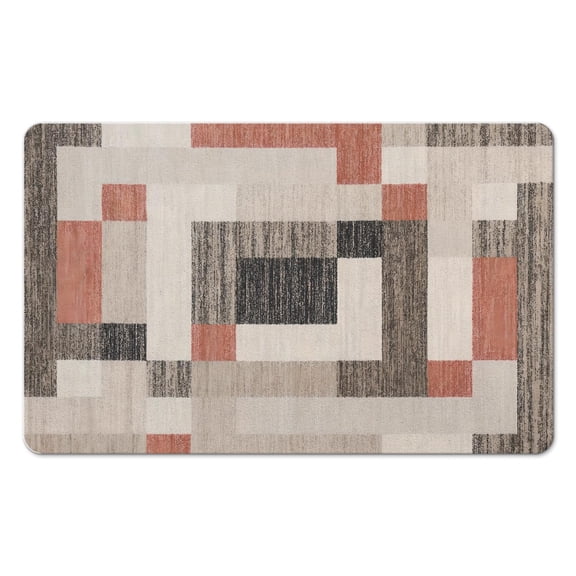 Luxury Rockwood Collection Bathroom Rug, 20x32 inch: Modern Geometric Patchwork Design - Ideal Floor Decor for Bathroom, Bedroom, Office, Living Room, Entryway, Perfect for Hardwood Floors