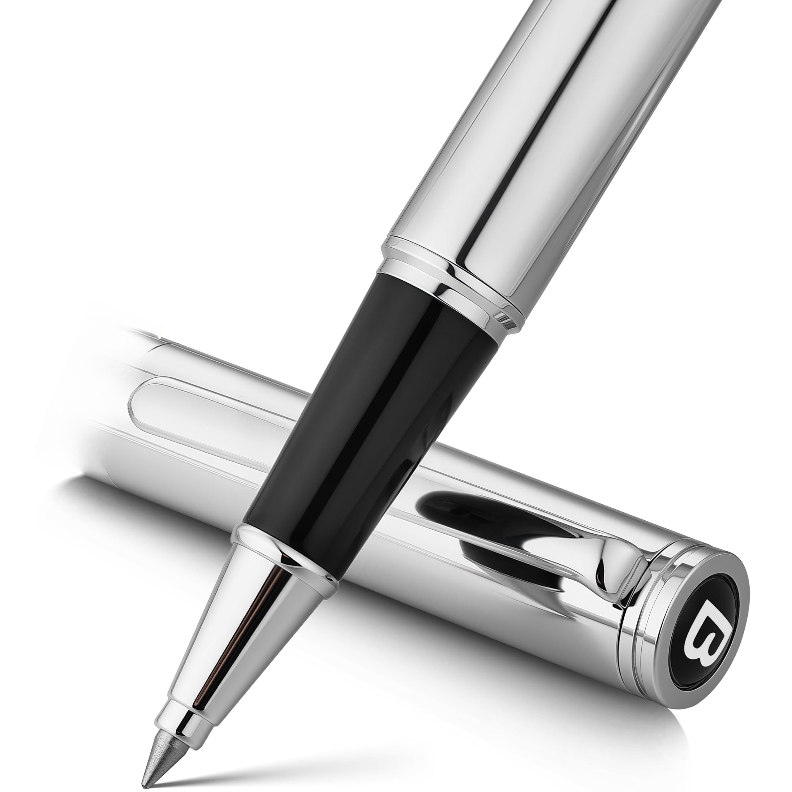 Luxury Rollerball Pen  Stunning Bright Chrome Finish Noble And Elegant Designs Ink Refill Gift For Men & Women Professional Executive Office Fancy Pens