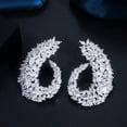thumbnail image 1 of Luxury Rose Gold Flower Cubic Zirconia Big Wedding Earrings for Women, 1 of 9
