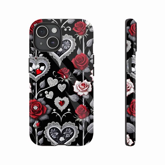 Luxury Rose Heart Diamond Embellished iPhone Case for Women, Valentine’s Day & Every Occasion - Compatible with iPhone 11/12/13/14/15/16 (Pro Max/Plus)