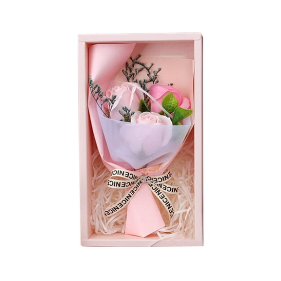 Luxury Rose Soap Bouquet Gift Box - 5 Piece Handmade Soap Roses Valentine's Day Gift for Her, Wedding Decoration, Anniversary Present with Ribbon Wrap