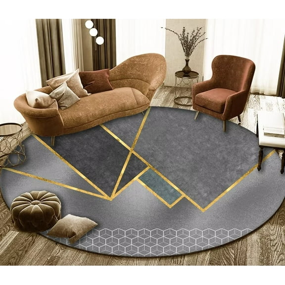 Luxury Round Carpet Living Room Nordic Gold ration Floor Mat Office Swivel Chair Area Rugs Bedroom Lounge Rug Soft Anti-slip