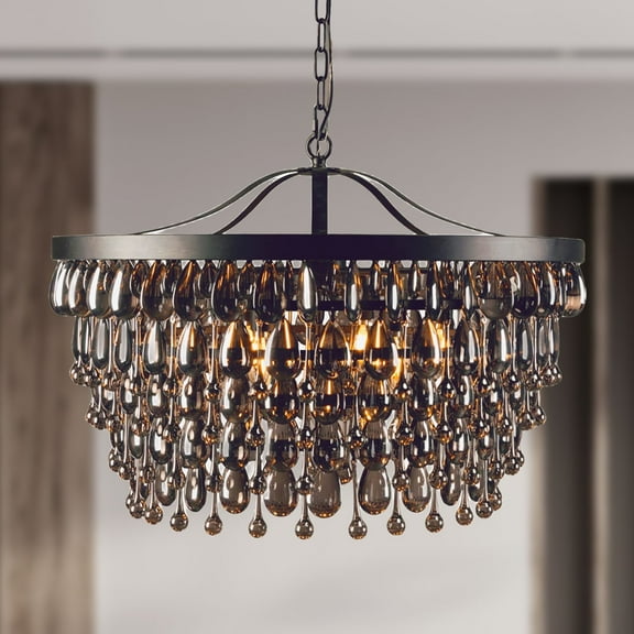 Luxury Round Crystal 29 Inch Chandelier, Unique Elegant Ceiling Mounted Light, Unique Elegant Ceiling Lamp, Ceiling Light for Living Room, Dining Room