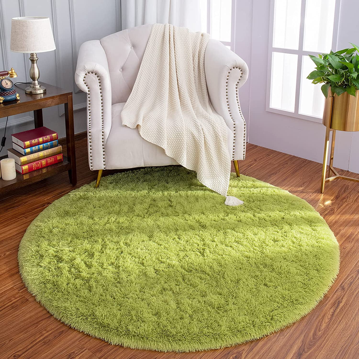Luxury Round Fluffy Rug for Kids Room, Girls Room, Bedroom, Super Soft ...