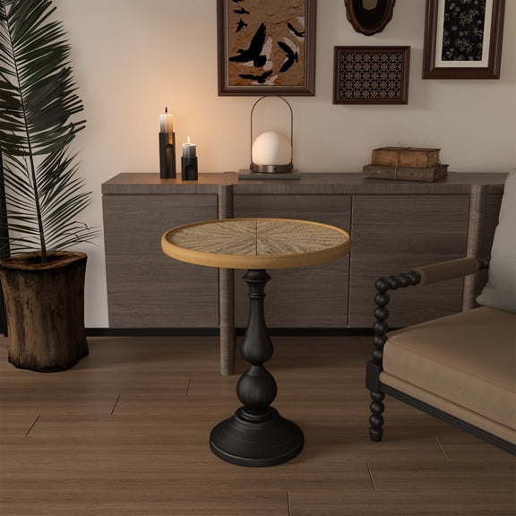 Luxury Round Wooden Side Table - Enhances Living Space Decor With Top Artistic Touch