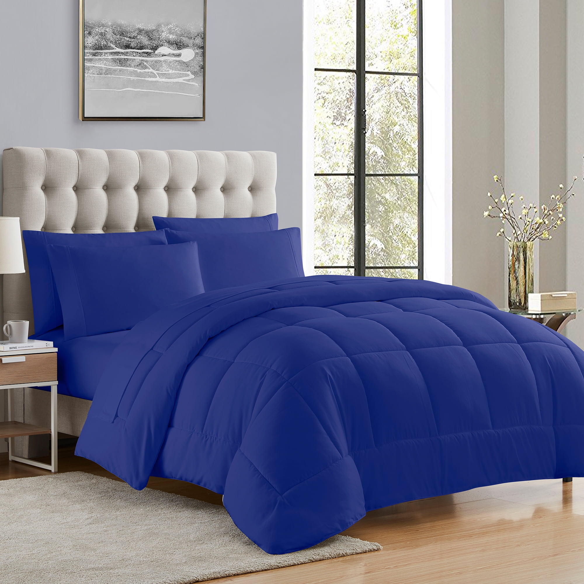 Luxury Royal Blue 5-piece Bed in a Bag Down Alternative Comforter Set, Twin - Walmart.com