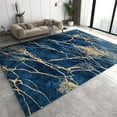 thumbnail image 1 of Luxury Royal Blue Rugs for Dinning Room, Blue Gold Marble Cracked Texture Home Decor Carpets, Modern Area Rug 4' x 5' Rugs for Bedroom Living Room Washable Throw Rugs, 1 of 6