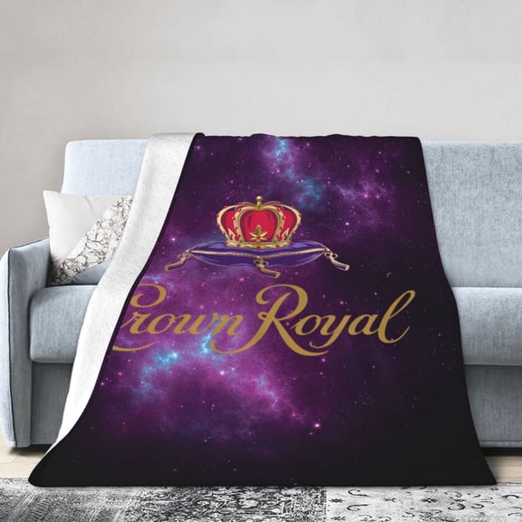 Luxury Royal Crown Inspired Blanket, Starry Night Galaxy Throw, Regal Style Sofa Bed Cover, Soft Cozy Gift for Men and Women