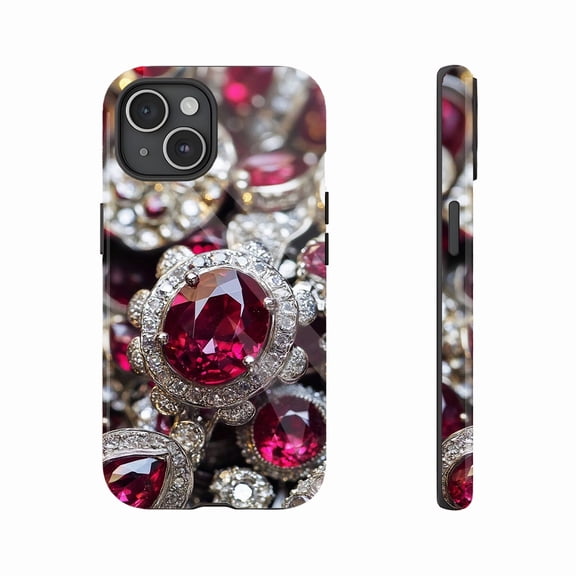 Luxury Ruby Diamond iPhone Case for Fashion Lovers Gift for Her Valentine's Day Compatible with iPhone 11/12/13/14/15/16 (Pro Max/Plus)