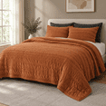 Luxury Ruched Quilt Set Queen Sizet Orange - Walmart.com