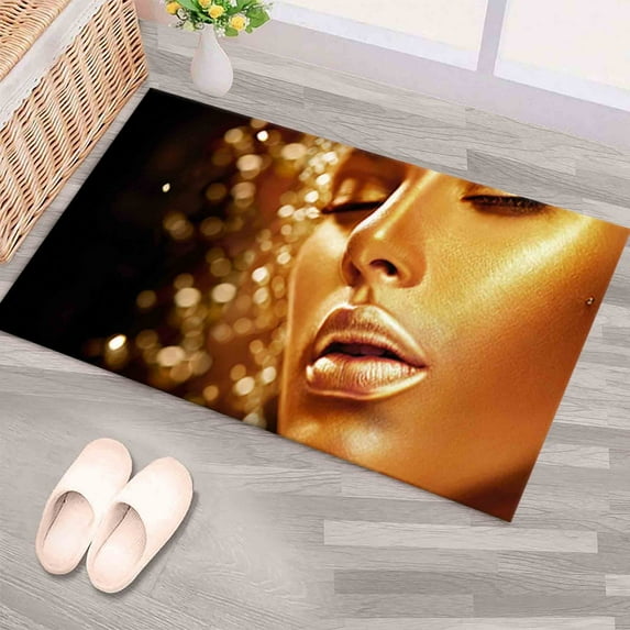 Luxury Rug, Office Decor Rug, Entry Rug, Gift For Him, Golden Woman Face Rugs, Woman Rugs, Modern Rugs, Gift For Her, Stair Rug, Indoor Rug, 3.9'x5.9' - 120x180 cm