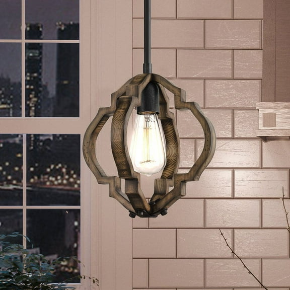 Luxury Rustic Indoor Pendant, 11''H x 10''W, with Modern Farmhouse Style Elements, Moroccan Design, Olde Iron Finish, UHP3032