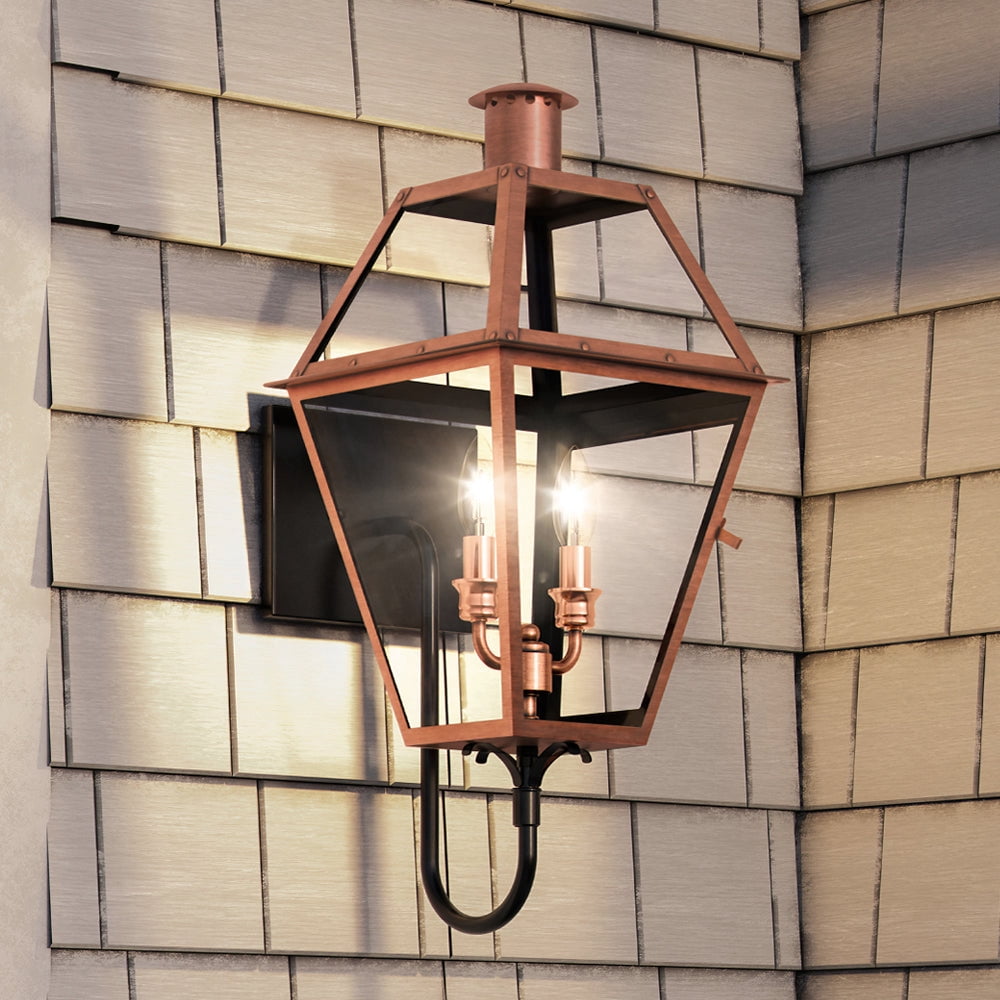 Luxury Rustic Wall Sconce, Large Size: 23.5H x 10.5"W, with Tudor Style Elements, Rustic Copper Finish, UQL1370 from the Paris Collection by Urban Ambiance