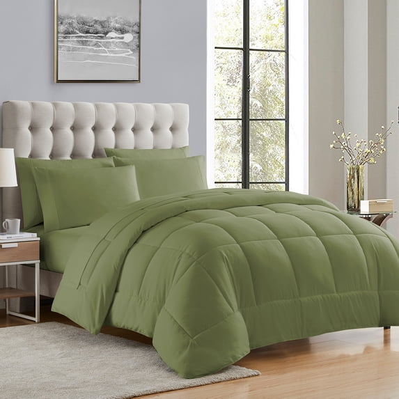Luxury Sage 5-piece Bed in a bag Down Alternative Comforter Set, Twin