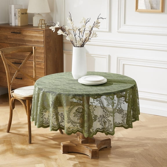 Luxury Sage Gothic Lace Tablecloth 60 Round. SHA TC 60 ROU SAGE