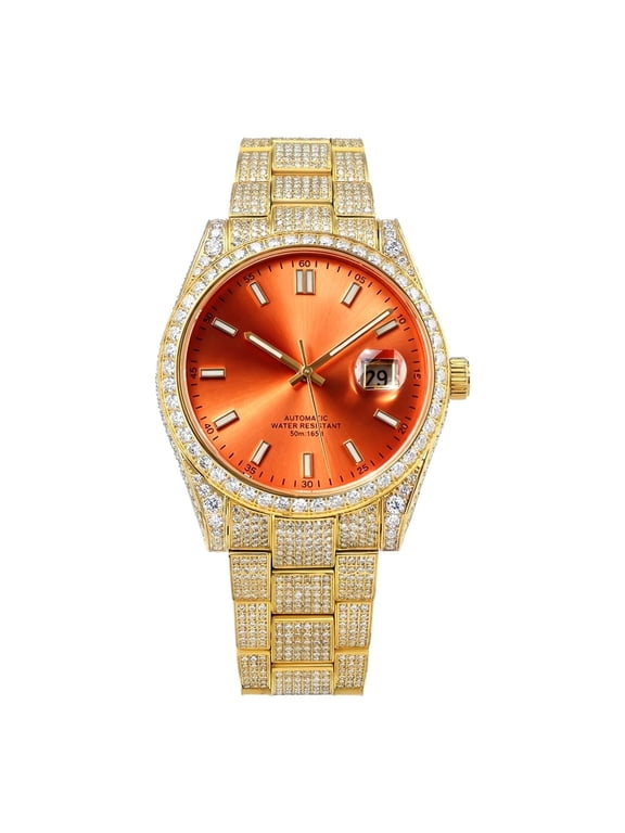 17.6CT Luxury Sapphire Automatic Mechanical Watch, Collection of 2300 D Color Moissanite Stones,Men Iced Out VVS Moissanite Style