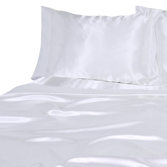 Luxury Satin 100 Percent Polyester Solid Sheet Set, California King, Silver
