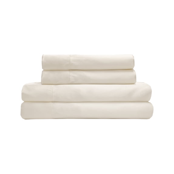 Luxury Satin 100 Percent Polyester Solid Sheet Set, Full, Ivory