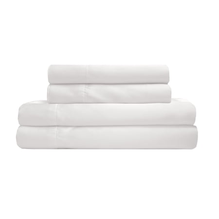 Luxury Satin 100 Percent Polyester Solid Sheet Set, Full, White