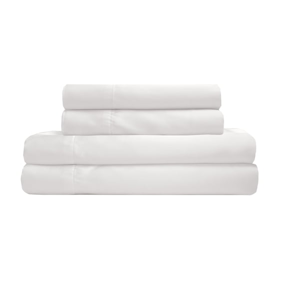 Luxury Satin 100 Percent Polyester Solid Sheet Set, Full, White