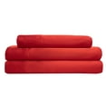 thumbnail image 1 of Luxury Satin 100 Percent Polyester Solid Sheet Set, Twin, Red, 1 of 3