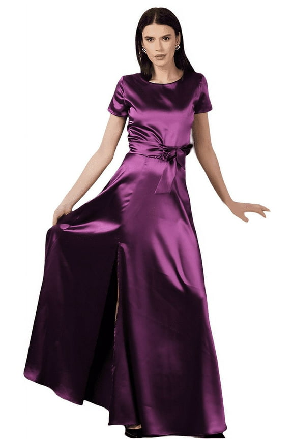 Luxury Satin Dress With Belt Bridesmaid Dresses Wedding Guest Dress Long Evening Dress