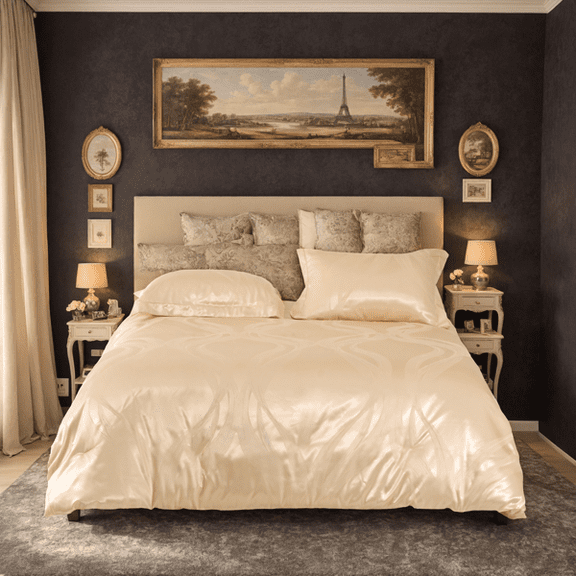 Luxury Satin Microfiber Bedding Set, Elegant Reversible Double-Sided Jacquard Design, Skin-Friendly, Stain Resistant and Machine Washable
