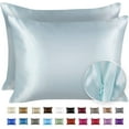 Blissford Luxury Baby Blue Satin Pillowcase with Zipper Closure, King 2
