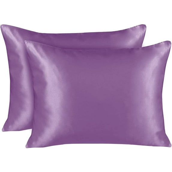 Luxury Satin Pillowcase for Hair and Skin King Satin Pillowcase with Zipper, Lavender (2 per Pack) - Blissford