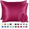 thumbnail image 1 of Luxury Satin Pillowcase for Hair and Skin Queen Satin Pillowcase with Zipper, Raspberry (2 per Pack) - Blissford, 1 of 5