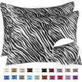 thumbnail image 1 of Luxury Satin Pillowcase for Hair and Skin Queen Satin Pillowcase with Zipper, Zebra Stripe - Black (2 per Pack) - Blissford, 1 of 5